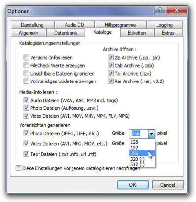 Katalogoptionen.HqThreshold